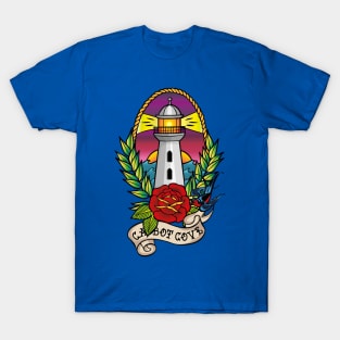 Traditional Cabot Cove Lighthouse Tattoo style T-Shirt